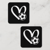 Fußball-Herz Quadratische Visitenkarte (Vorne/Hinten)