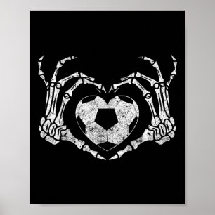 Fußball Herz Skelett Hand Halloween Kostüm Männer  Poster