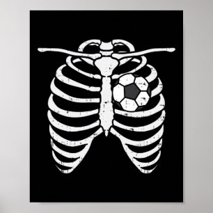 Fußball Herz Skelett Rippen Röntgen Sport Hallowee Poster