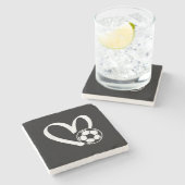 Fußball-Herz Steinuntersetzer (Seitenansicht)