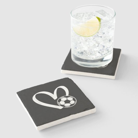 Fußball-Herz Steinuntersetzer (Seitenansicht)