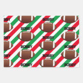 Fußball hinzufügen Name Weihnachtslustig Rot & Grü Geschenkpapier Set (Vorderseite)