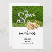 Fußball-Hochzeit Thema mit Ball auf Grün Einladung (Vorne/Hinten)