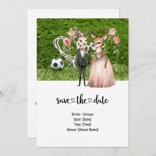 Fußball-Hochzeit Thema mit Ball auf Grün Einladung (Vorne/Hinten)