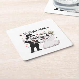 Fußball-Hochzeitspaar Rechteckiger Pappuntersetzer