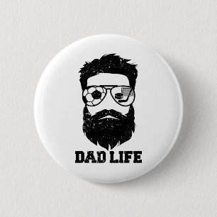 Fußball Hockey Papa Unordentliches Haar Bart Fußba Button