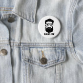 Fußball Hockey Papa Unordentliches Haar Bart Fußba Button (Beispiel)