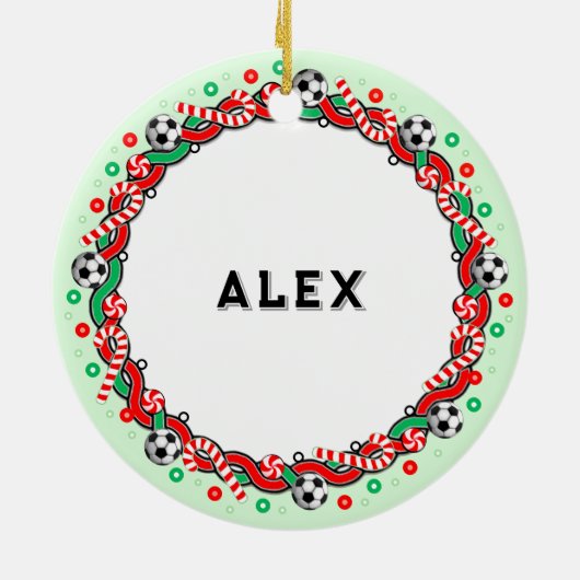 Fußball-Holiday-Geschenk Keramik Keramik Ornament (Hinten)