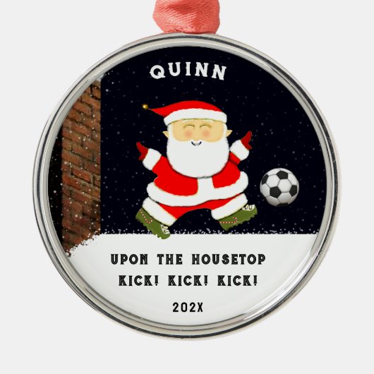 Fußball-Holiday-Geschenk Ornament Aus Metall (Vorne)