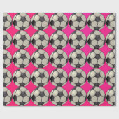 Fußball / Hot Pink Geschenkpapier (Flach)