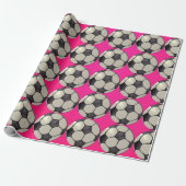 Fußball / Hot Pink Geschenkpapier (Ungerollt)