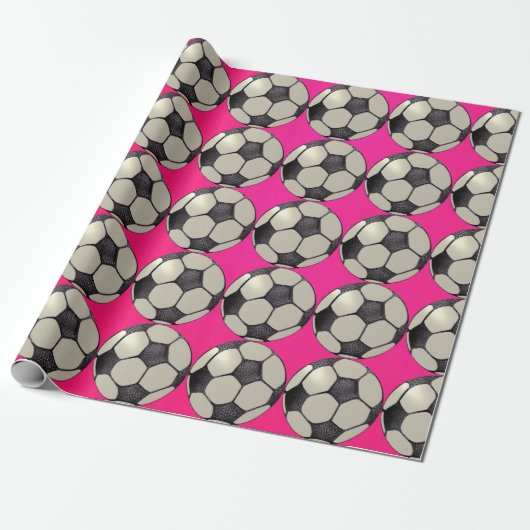 Fußball / Hot Pink Geschenkpapier (Ungerollt)