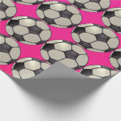 Fußball / Hot Pink Geschenkpapier (Ecke)