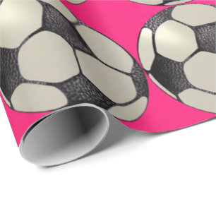 Fußball / Hot Pink Geschenkpapier