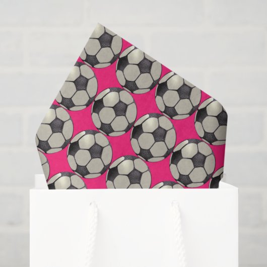 Fußball / Hot Pink Seidenpapier (Geschenk Tasche)