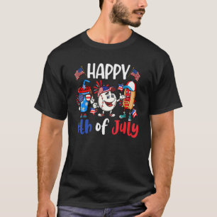 Fußball Hotdog Feuerwerk USA Flag Happy 4. Ju T-Shirt
