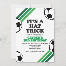 Fußball-Hut Trick Green Stripes 3. Geburtstag Einladung