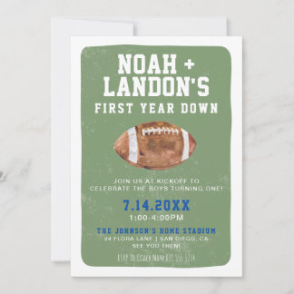 Fußball im ersten Jahr, ZWEI 1. Geburtstag Party Einladung