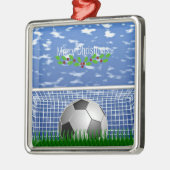 Fußball im Netz, Frohe Weihnachten, Ornament Aus Metall (Links)