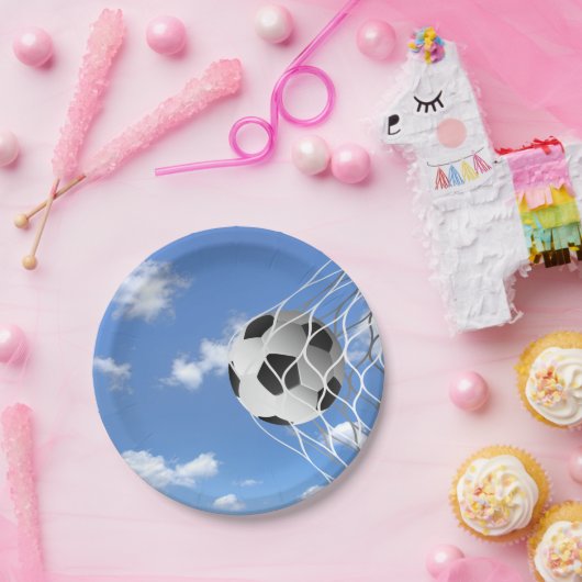Fußball im Netz Pappteller (Party)