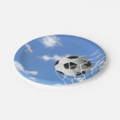 Fußball im Netz Pappteller (Schrägansicht)