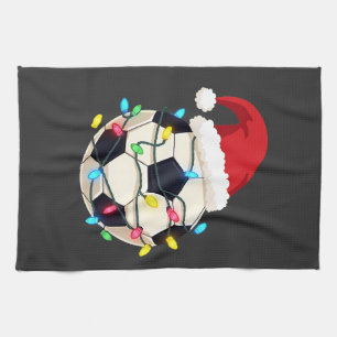 Fußball im Weihnachtslicht ummantelt Fußball-Spiel Geschirrtuch