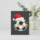 Fußball im Weihnachtslicht ummantelt Fußball-Spiel Postkarte (Stehend Vorderseite)