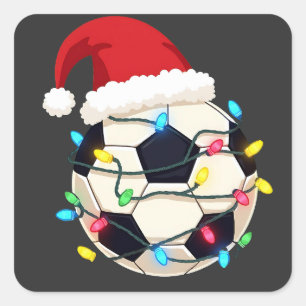 Fußball im Weihnachtslicht ummantelt Fußball-Spiel Quadratischer Aufkleber