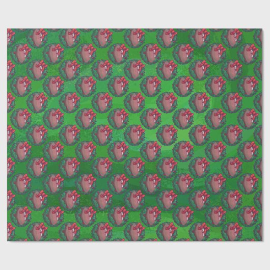 Fußball im Weihnachtsreich auf Grün Geschenkpapier (Flach)