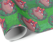 Fußball im Weihnachtsreich auf Grün Geschenkpapier (Rolleneckpunkt)