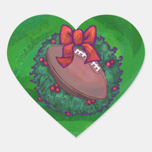 Fußball im Weihnachtsreich auf Grün Herz-Aufkleber