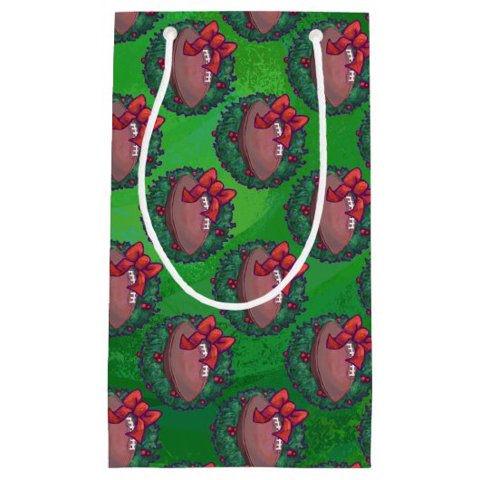 Fußball im Weihnachtsreich auf Grün Kleine Geschenktüte (Vorderseite)