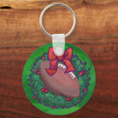 Fußball im Weihnachtsreich auf Grün Schlüsselanhänger (Vorderseite)