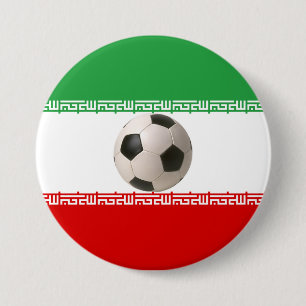 Fußball im Zentrum der iranischen Flagge Button