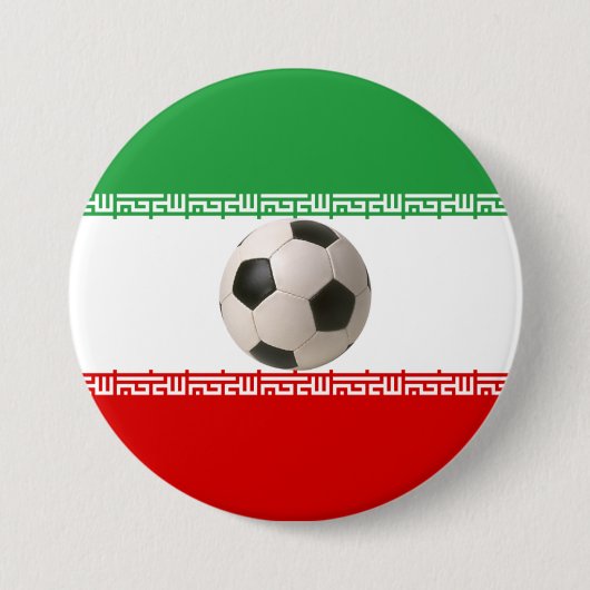 Fußball im Zentrum der iranischen Flagge Button (Vorderseite)