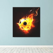 Fußball in Flammen Leinwanddruck (Insitu (Holzboden))