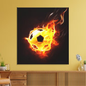 Fußball in Flammen Leinwanddruck (Insitu (Wohnzimmer))