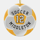 *Fußball in Gelb und Weiß Keramik Ornament (Vorne)