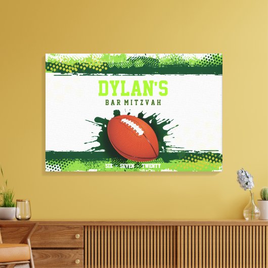 FUSSBALL IN GRÜNEN Bar Mitzvah Sign in Memory Boar Leinwanddruck (Insitu (Wohnzimmer))