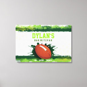 FUSSBALL IN GRÜNEN Bar Mitzvah Sign in Memory Boar Leinwanddruck