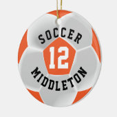 Fußball in Orange und Weiß Keramik Ornament (Links)
