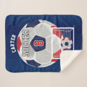 Fußball in Rot, Weiß und Blau mit DIY Text S Sherpadecke (Vorderseite (Horizontal))