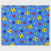Fußball in vielen Farben Geschenkpapier (Flach)