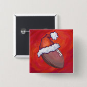 Fußball in Weihnachtsmannmütze über Rot Button (Vorne & Hinten)