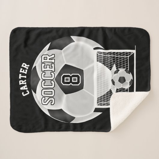 Fußball in Weiß und Schwarz mit DIY Text Sherpadecke (Vorderseite (Horizontal))