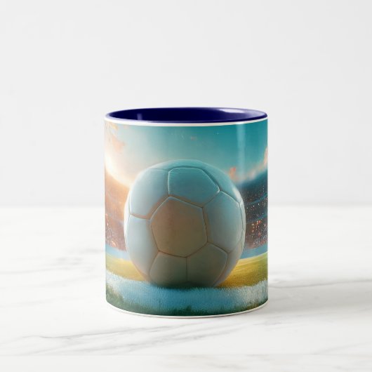 Fußball in weiß zweifarbige tasse (Mittel)