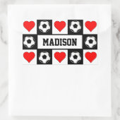 Fußball-Individuelle Name Fußball-Balls & Herz Rechteckiger Aufkleber (Tasche)