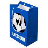 Fußball-Individuelle Name & Jersey Nummer Sports Mittlere Geschenktüte (Rückseite Schrägansicht)