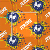 Fußball individuelle Name Orange Stoff (Kachel)