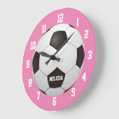 Fußball-Individuelle Name Pink Große Wanduhr (Winkel)